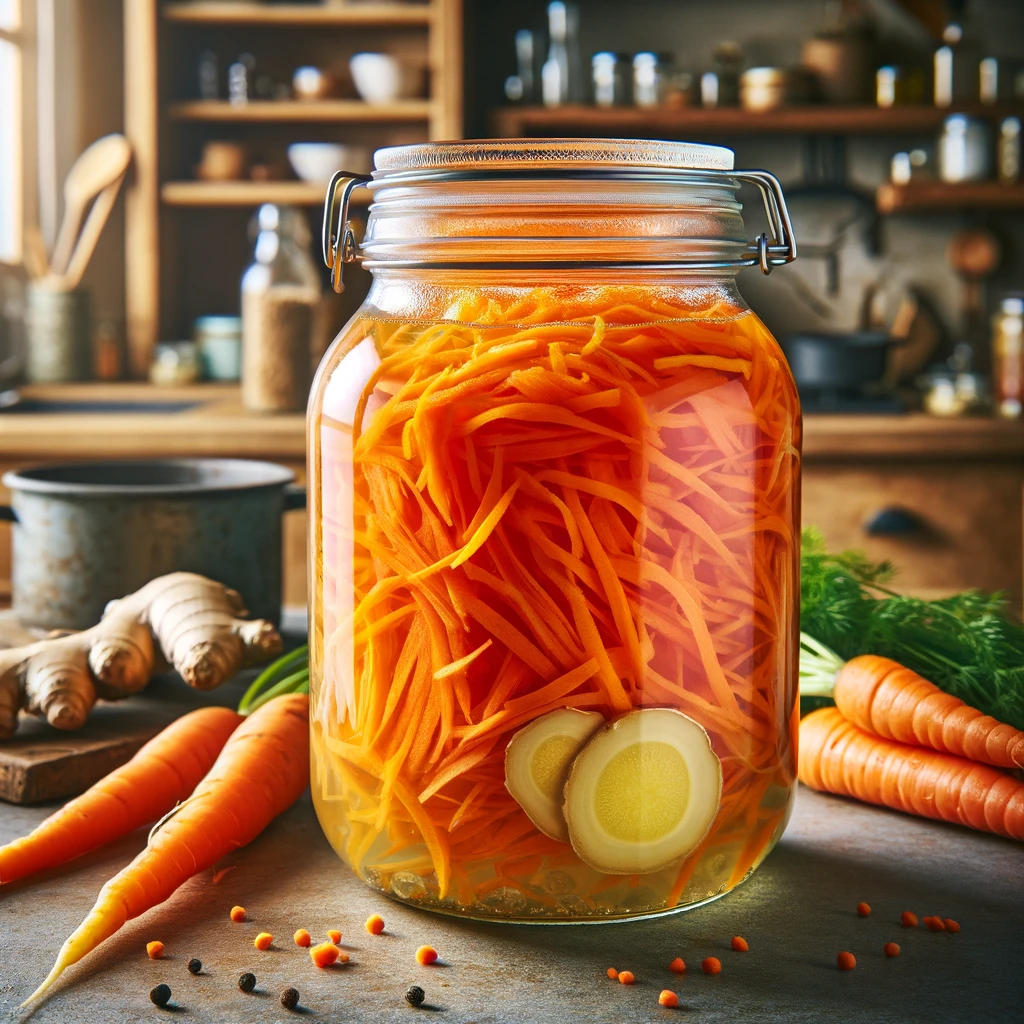 Raw Pickled Fermented Ginger Carrots